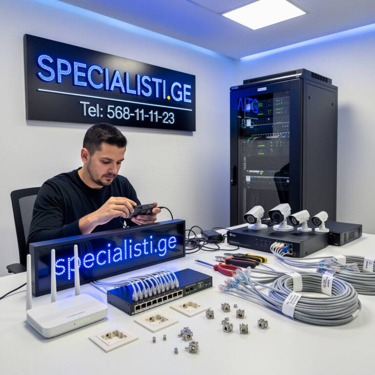 ინტერნეტის ქსელის მოწყობა,კამერების მონტაჟი,WI-Fi მონტაჟი