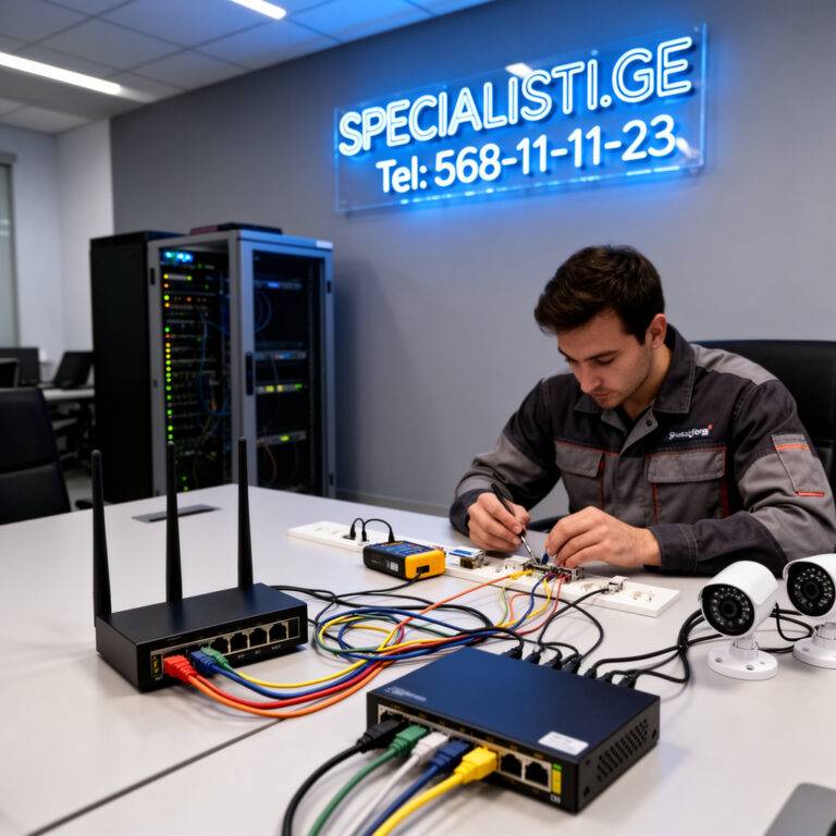 ინტერნეტის ქსელის მოწყობა,კამერების მონტაჟი,WI-Fi მონტაჟი